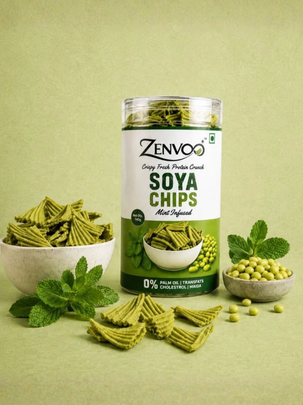 Zenvoo Soya Chips – Mint | Protein-Rich Healthy Snack – 140g