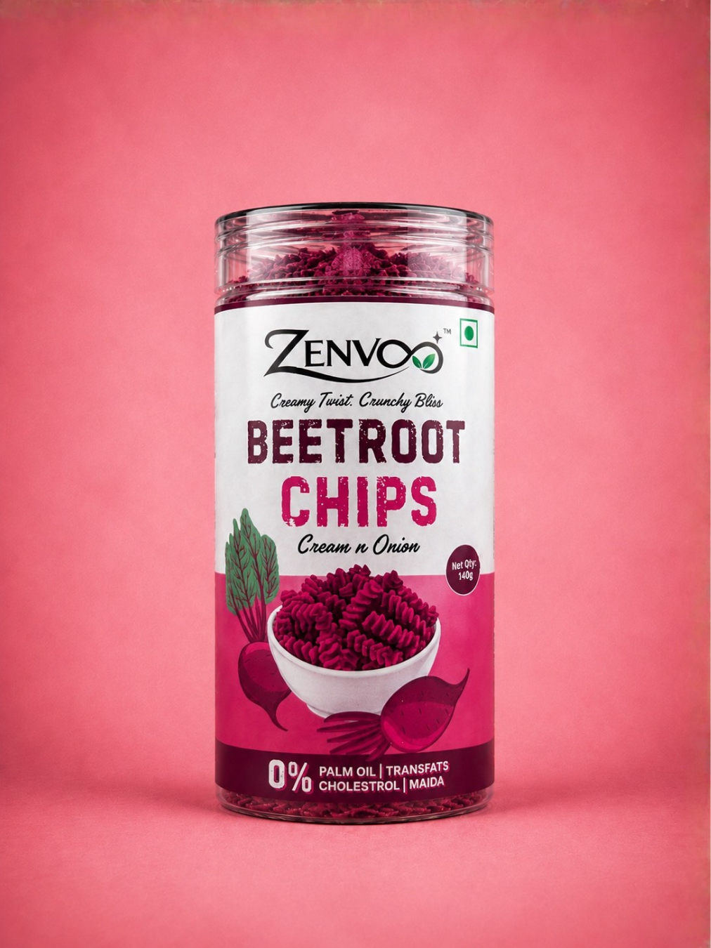 Zenvoo Beetroot Chips – Cream N Onion | Healthy Crunchy Snack – 140g