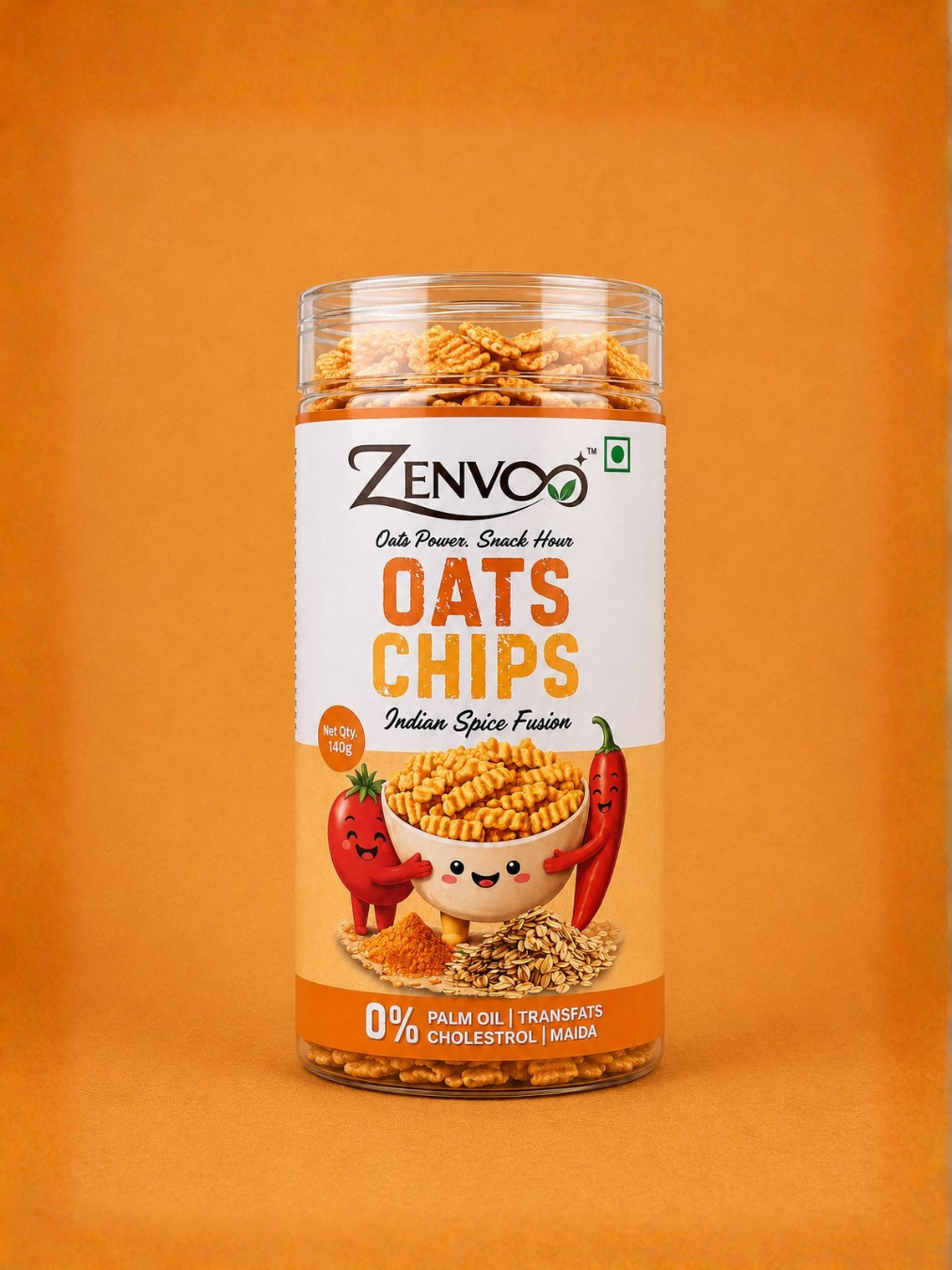 Zenvoo Oats Chips – Indian Fusion Masala | Healthy Oats Snack – 140g