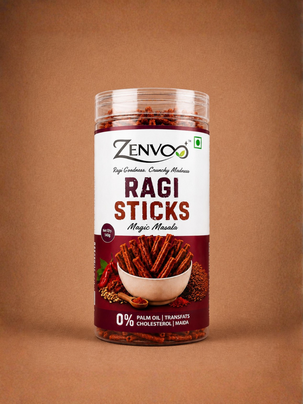 Zenvoo Ragi Sticks – Magic Masala | Crunchy Millet Snack – 140g