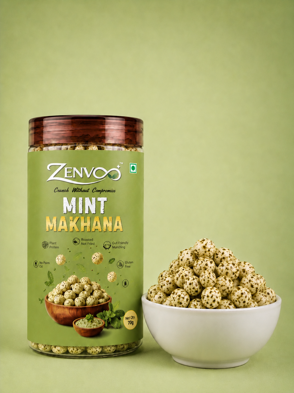 Zenvoo Roasted Makhana – Mint | Refreshing Healthy Snack – 70g