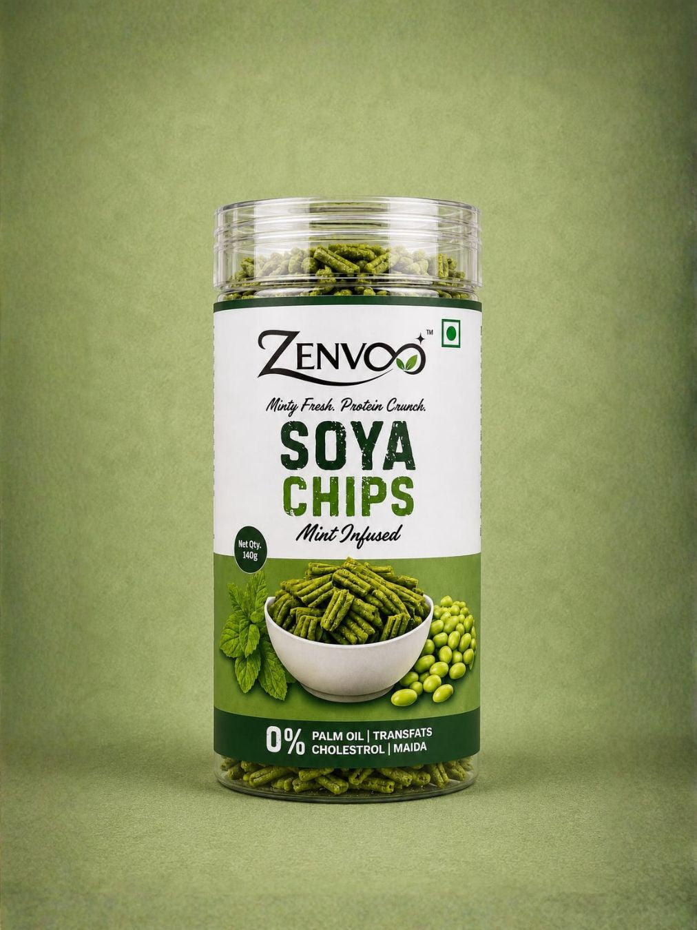 Zenvoo Soya Chips – Mint | Protein-Rich Healthy Snack – 140g