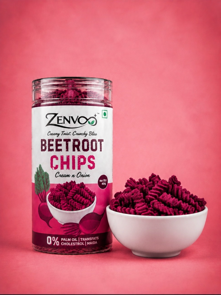Zenvoo Beetroot Chips – Cream N Onion | Healthy Crunchy Snack – 140g