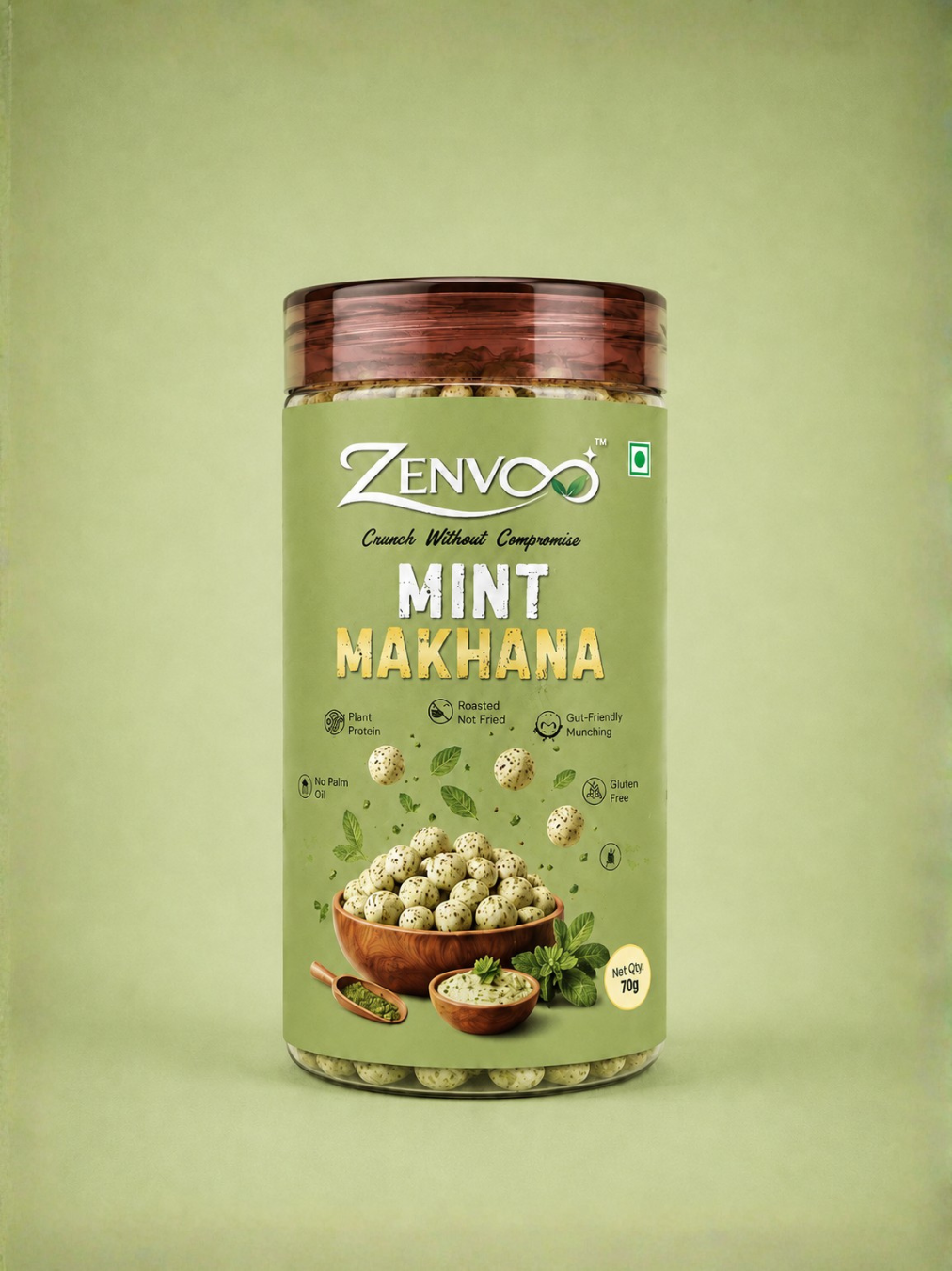 Zenvoo Roasted Makhana – Mint | Refreshing Healthy Snack – 70g